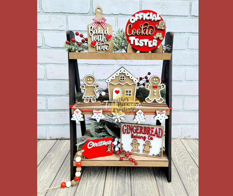 Gingerbread Cookie Taster Tiered Tray Pieces