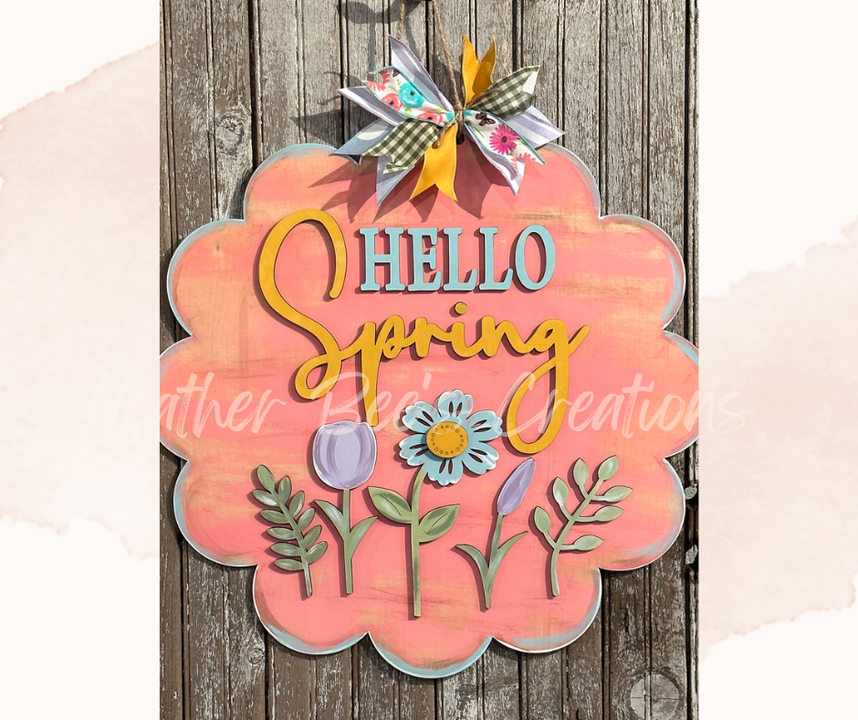Hello Spring Scalloped Door Hanger - DIY Paint Party